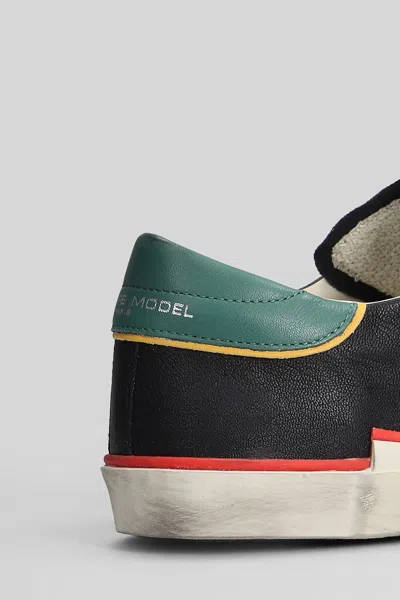 Philippe Model Prsx Low Sneakers In Black Suede And Leather In Multi