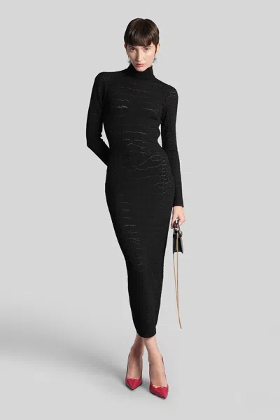 Balmain Open-back Midi Dress In Black