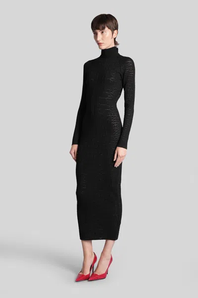 Balmain Open-back Midi Dress In Black