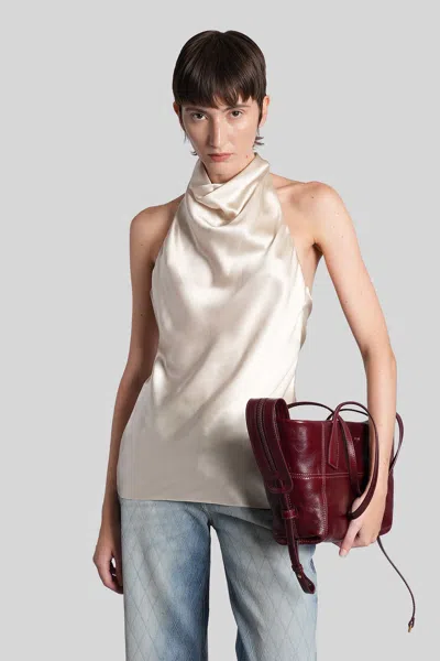 Balmain Topwear In Beige Silk In White