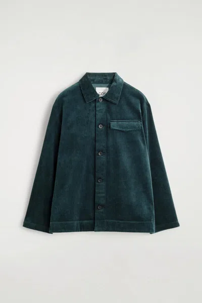 Cos Cotton-corduroy Overshirt In Turquoise In Blue