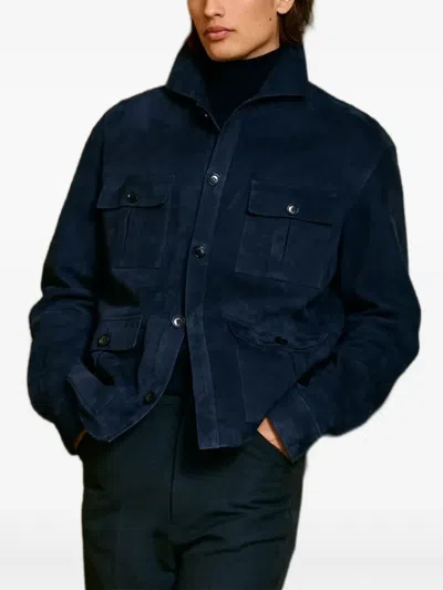 Bally Suede Jacket In Blue
