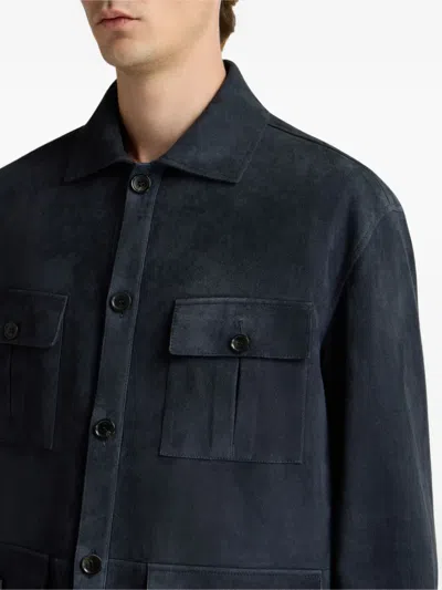 Bally Suede Jacket In Blue