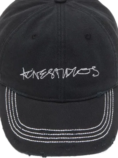 Acne Studios Cuddy Logo-embroidered Organic Cotton-twill Baseball Cap In Black