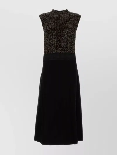 Prada A-line Sleeveless Wool Blend Dress In Black