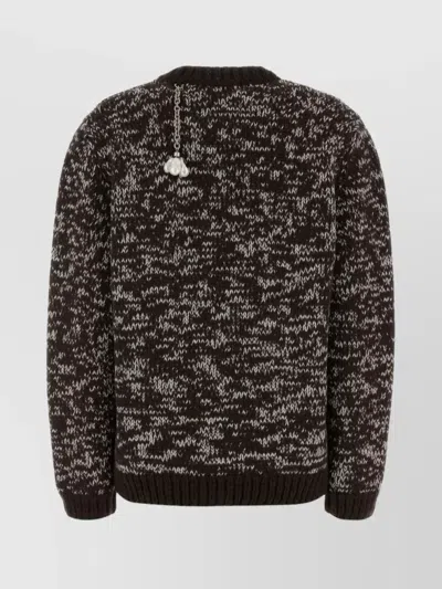 Prada Oversized Wool Sweater Featuring Embellishments In Black