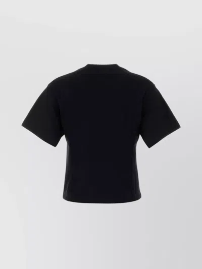 Gimaguas Short Sleeve Cropped T-shirt Keyhole Detail In Black