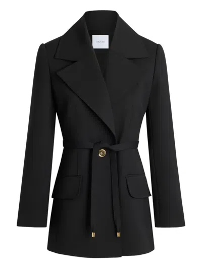 Patou Single-breasted Belted Wool Jacket In Black