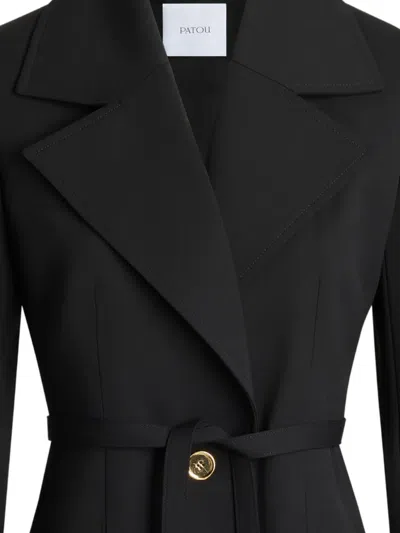 Patou Single-breasted Belted Wool Jacket In Black
