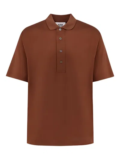 Alpha Studio Short-sleeve Cotton Polo Shirt In Brown