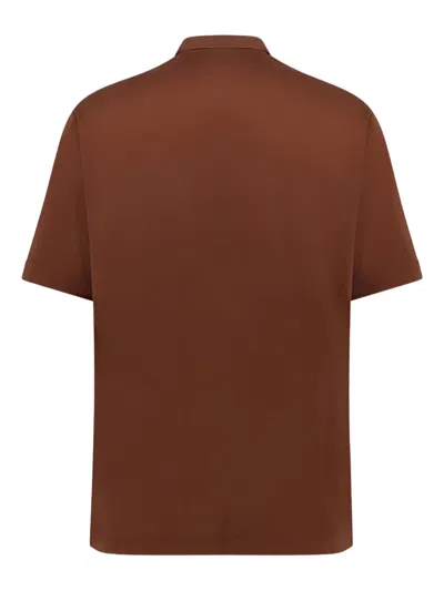 Alpha Studio Short-sleeve Cotton Polo Shirt In Brown