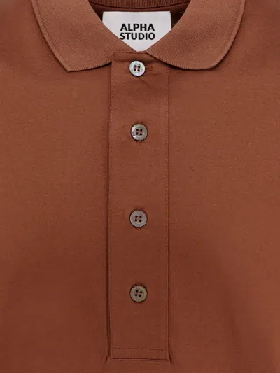 Alpha Studio Short-sleeve Cotton Polo Shirt In Brown