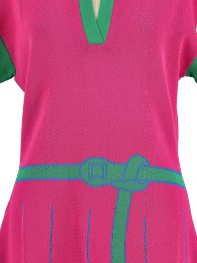 Pre-owned Roberta Di Camerino Jersey Midi Dress In Pink