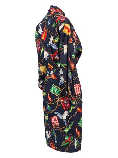 Pre-owned Hermes 1900 Patterned Dress In Blue