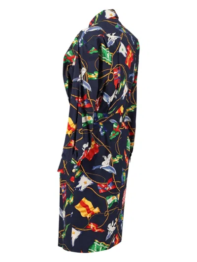 Pre-owned Hermes 1900 Patterned Dress In Blue