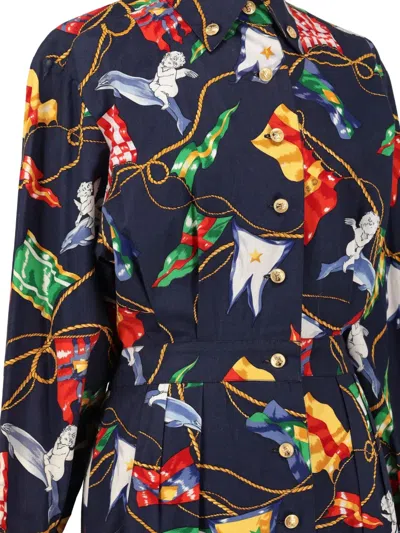 Pre-owned Hermes 1900 Patterned Dress In Blue