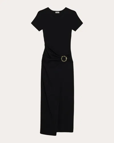 Simkhai Women's Short Sleeve Soren Knit Midi Dress In Black In Black