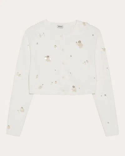 Simkhai Zadie Embellished Cropped Cardigan In White