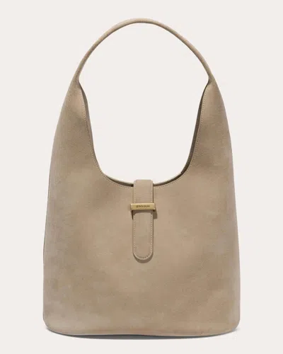 Simkhai Khai Suede Curved-handle Shoulder Bag In Neutral
