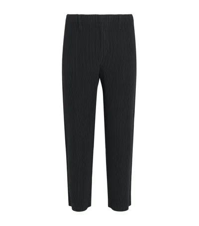 Issey Miyake Cropped Pleated Trousers For Modern Look In Blue