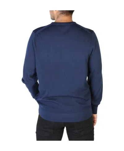 Calvin Klein Logo Round Neck Woolen Sweater In Blue