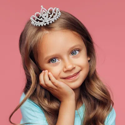 Fashnzfab Crystal Rhinestone Pave Princess Mini Tiara In Multi