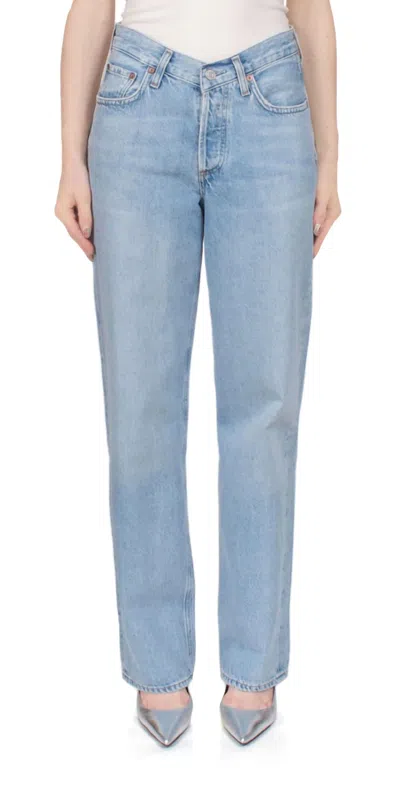 Agolde Women's V-waist Baggy Jean Prevail In Blue In Blue