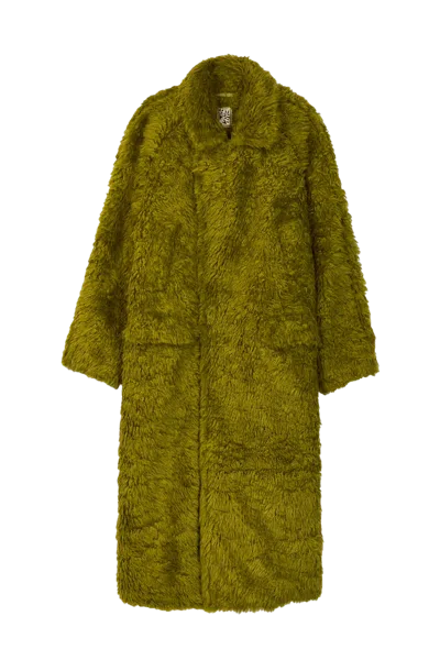 Camper Lab Fluffy Coat Green In Green