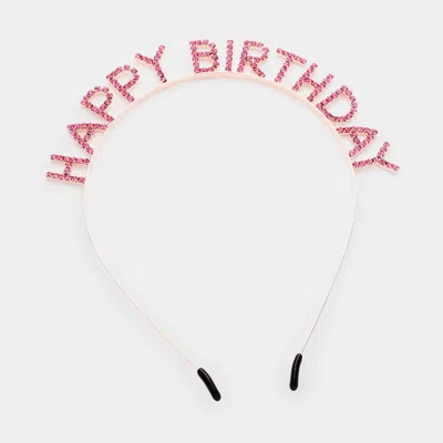 Fashnzfab Happy Birthday Crystal Rhinestone Headband In Pink