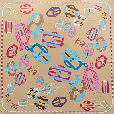 Truedames Chic Buckle Print Square Scarf In Multi