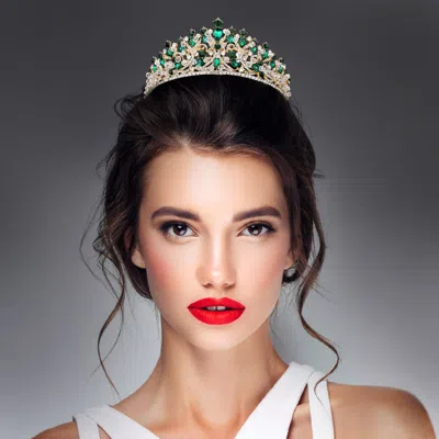 Fashnzfab Marquise Teardrop Round Stone Cluster Embellished Pageant Princess Tiara In Multi