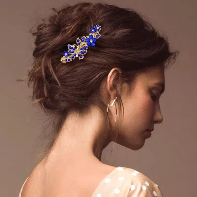 Fashnzfab Stone Embellished Butterfly Flower Accented Hair Comb In Multi