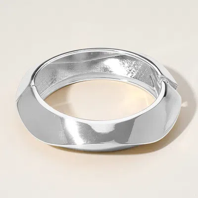 Fashnzfab Chunky Metal Hinged Bangle Bracelet In Silver