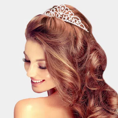 Fashnzfab Maid Of Honor Rhinestone Princess Tiara In Silver
