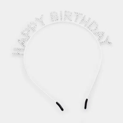 Fashnzfab Happy Birthday Crystal Rhinestone Headband In Metallic