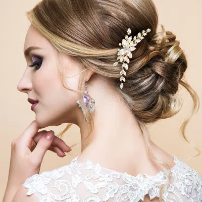 Fashnzfab Cz Stone Cluster Flower Branch Hair Comb In Multi