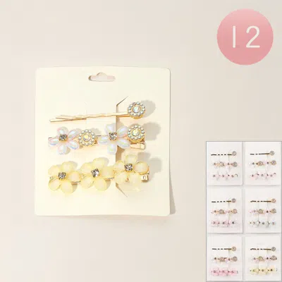 Fashnzfab 12 Set Of 3 - Flower Hair Clip Set In Multi