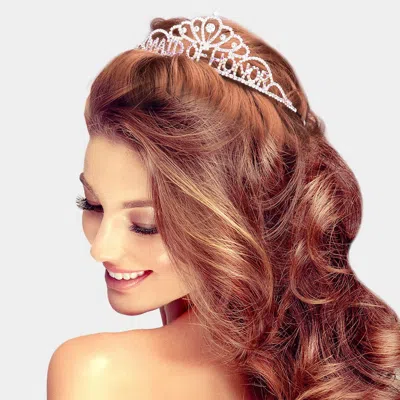 Fashnzfab Maid Of Honor Rhinestone Princess Tiara In White