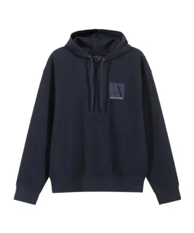 Armani Exchange Logo-patch Hoodie In Blue