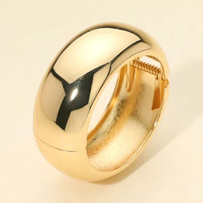 Fashnzfab Wide Dome Metal Hinged Bangle Bracelet In Gold