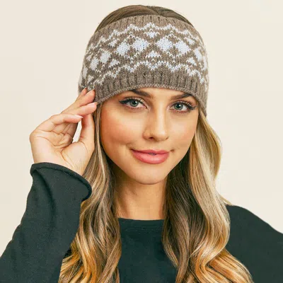Fashnzfab Aztec Pattern Ear Warmer Headband In Brown