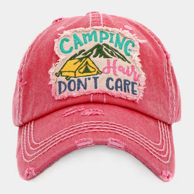 Fashnzfab Camping Hair Don't Care Vintage Baseball Cap In Pink