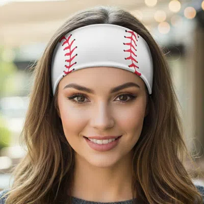 Fashnzfab Baseball Game Day Sporty Print Stretch Headband In White