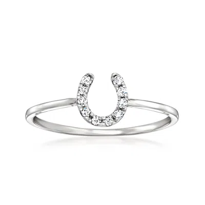 Rs Pure By Ross-simons Diamond Horseshoe Ring In Sterling Silver In Metallic