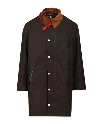 Barbour X Paul Smith Beeston Waxed Jacket In Brown