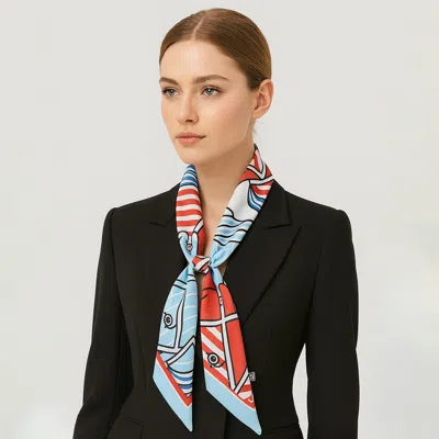 Truedames Abstract Pattern Printed Twilly Skinny Scarf In Multi