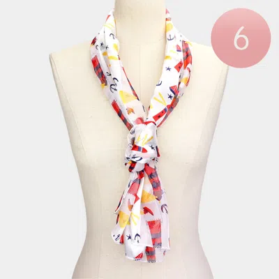 Truedames 6pcs - Lighthouse Anchor Pattern Printed Scarf In White