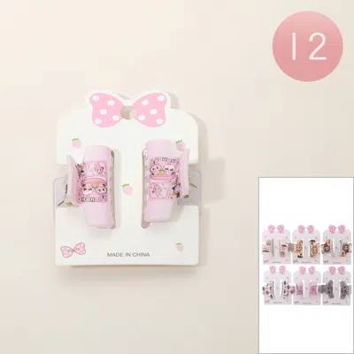 Fashnzfab 12 Set Of 2 - Monster Bunny Printed Hair Claw Clip Set In Pink