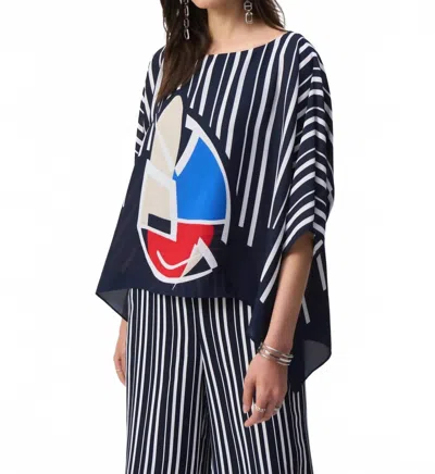 Joseph Ribkoff Sailor Top In Navy In Brown