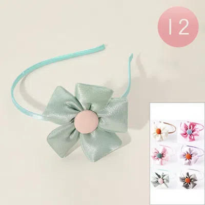 Fashnzfab 12pcs -satin Feel Fabric Petal Flower Headband In Blue
